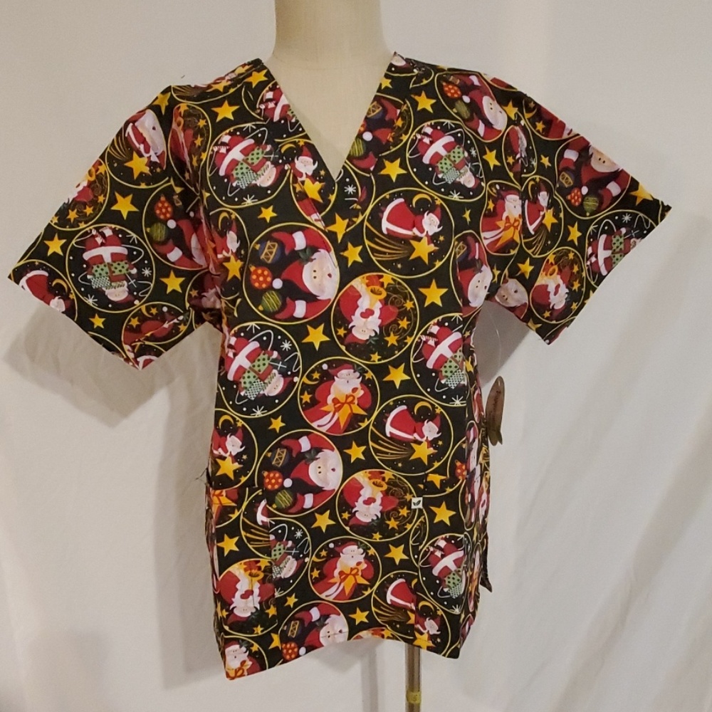 Peppermint scrub top Santa